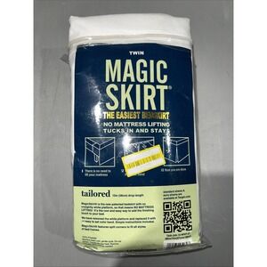 Magic Skirt Twin Bed Skirt White Tailored 15" Drop Length Wrap‎ Around Open Pack